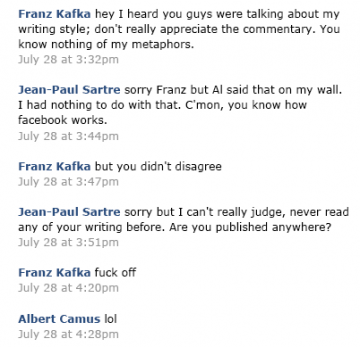 Sartre e Kafka ai ferri corti, ovvero sul genio letterario all'epoca di Facebook